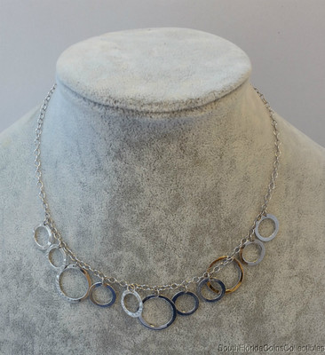 PREISLICH ZU VERKAUFEN GUT GEMACHTE HOCHWERTIGE BAUMELNDE KREISE .925 STERLINGSILBER HALSKETTE