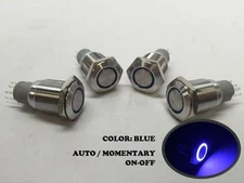 4 of MARINE SS304 BLUE LED ULTRA FLUSH LIGHT AUTO ON-OFF PUSH SWITCH RING BUTTON
