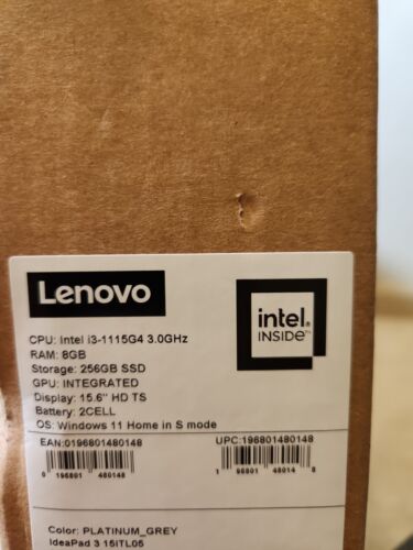 NEW Lenovo 15.6" HD Touchscreen Laptop, Intel i3-1115G4, 256GB SSD, 8GB, Win 11 - Picture 4 of 5