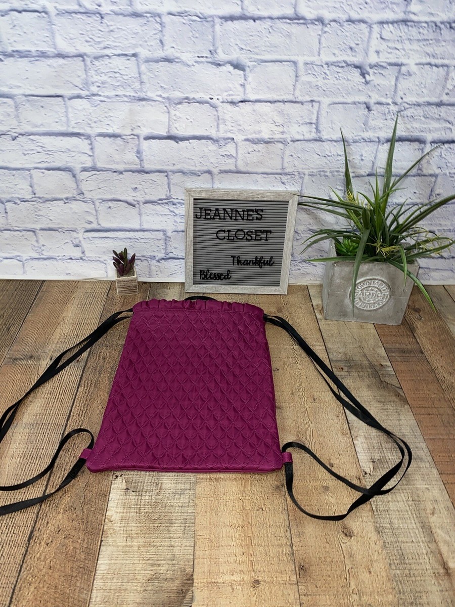 Fabletics raspberry quilted cinch Drawstring Backpack Bag | eBay display picture 1