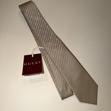NEW  Gucci Men's GG Logo Striped Tie / Beige / Silk  Cupro