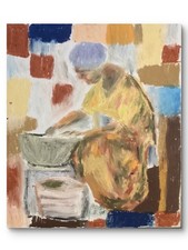 Pannello tela olio boho arte rustica originale tribale africana donna 11x14