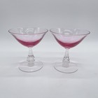 Set of 2 Vintage Tiffin Glass Wisteria Pink Champagne Tall Sherbet Stem Glasses