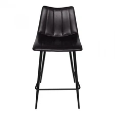 Moe's Home Collection Alibi 26" Faux Leather Counter Stools in Black (Set of 2)
