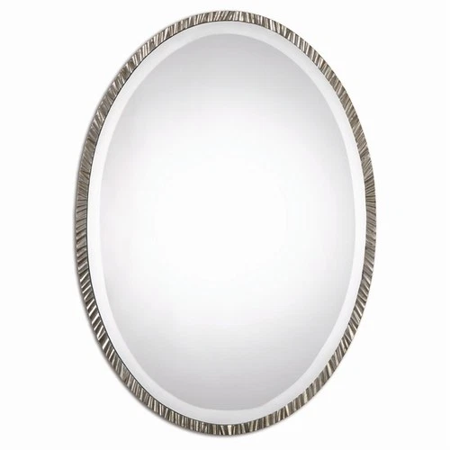 Uttermost 12924 Nickel Annadel Oval Beveled Metal Frame Mirror - Picture 1 of 2