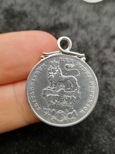 1826 Georgian Antique English Silver Shilling Coin Pendant. King George VI