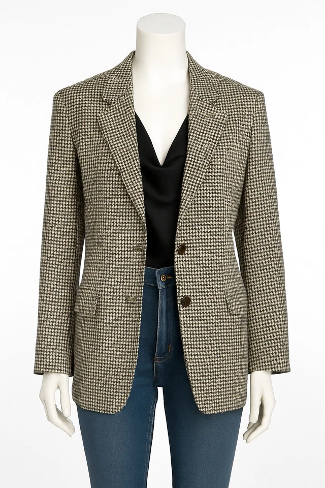 Blazer de lana pata de gallo polar dorado vintage Oxford 42T unisex Foto 2 de 4