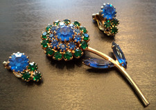 *RARE* VINTAGE ESTATE JULIANA D&E RHINESTONE FLOWER 2 1/4