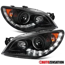 Fit 2006-2007 Subaru Impreza WRX STI Black LED Strip Projector Headlights Lamps