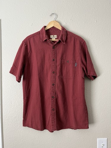 Woolrich strukturiertes kurzärmliges Button Down Hemd Herren Large rot - Bild 1 von 6