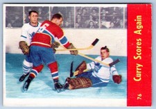 CURRY SCORES AGAIN 1955-56 PARKHURST QUAKER OATS NHL HOCKEY 55-56 #76 EX+ 77367