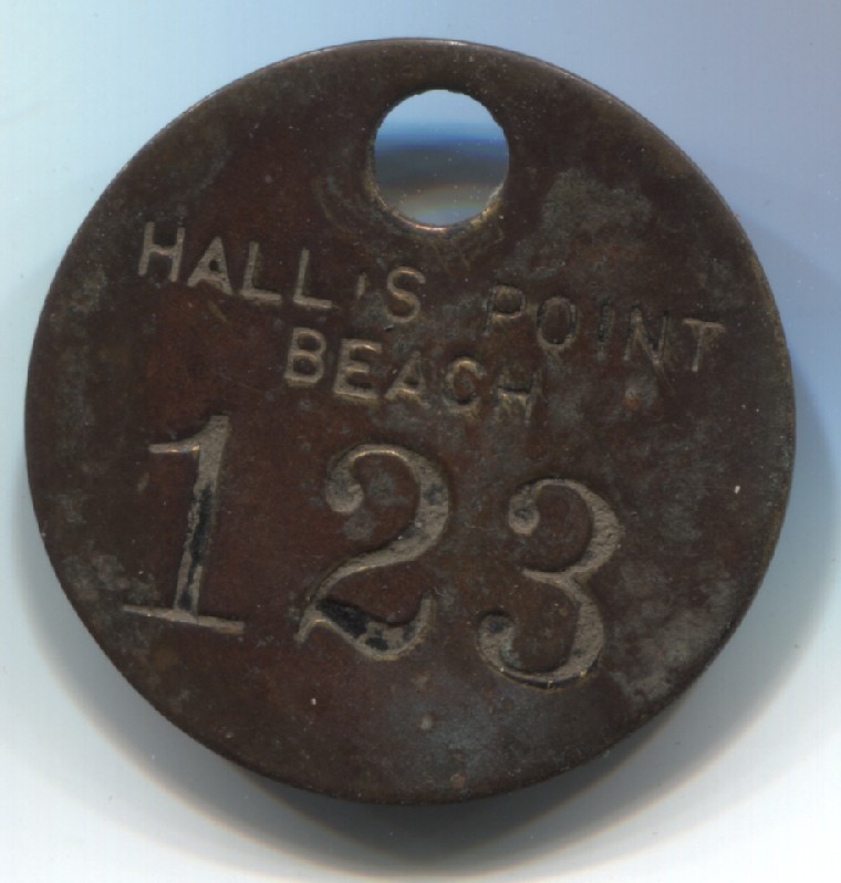 Burlington WI Hall's Point Beach Brass 35mm Tag See Scans