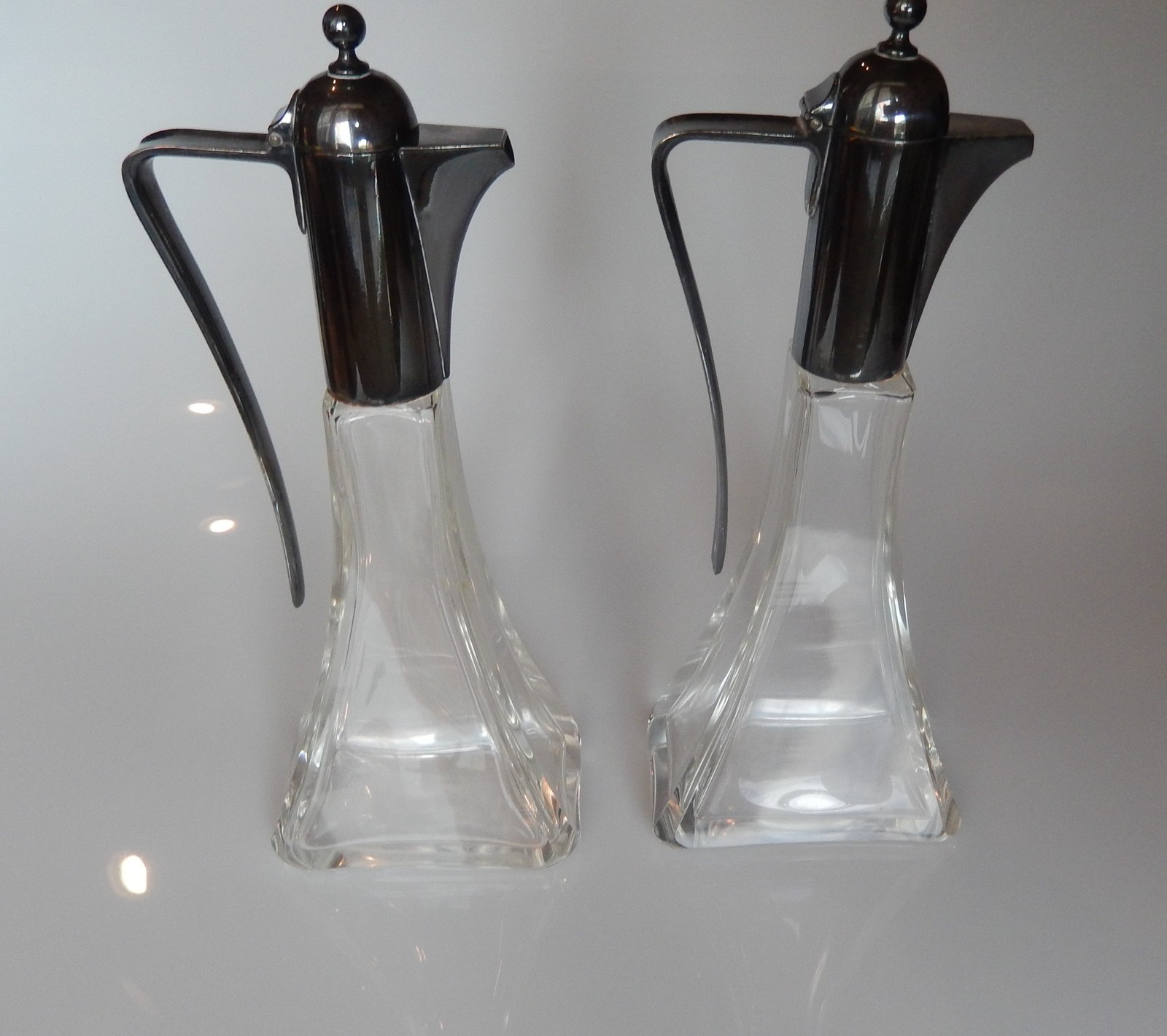 Krupp & Berndorf Metalware Factory BMF Glass Silver Plated Set of 2 Cruets