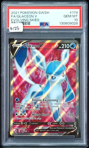 2021 Glaceon V #174 Evolving Skies PSA 10 Pokemon Card