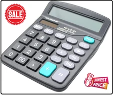 Dual Power Desktop Calculator – 12-Digit Large Display & Big Buttons