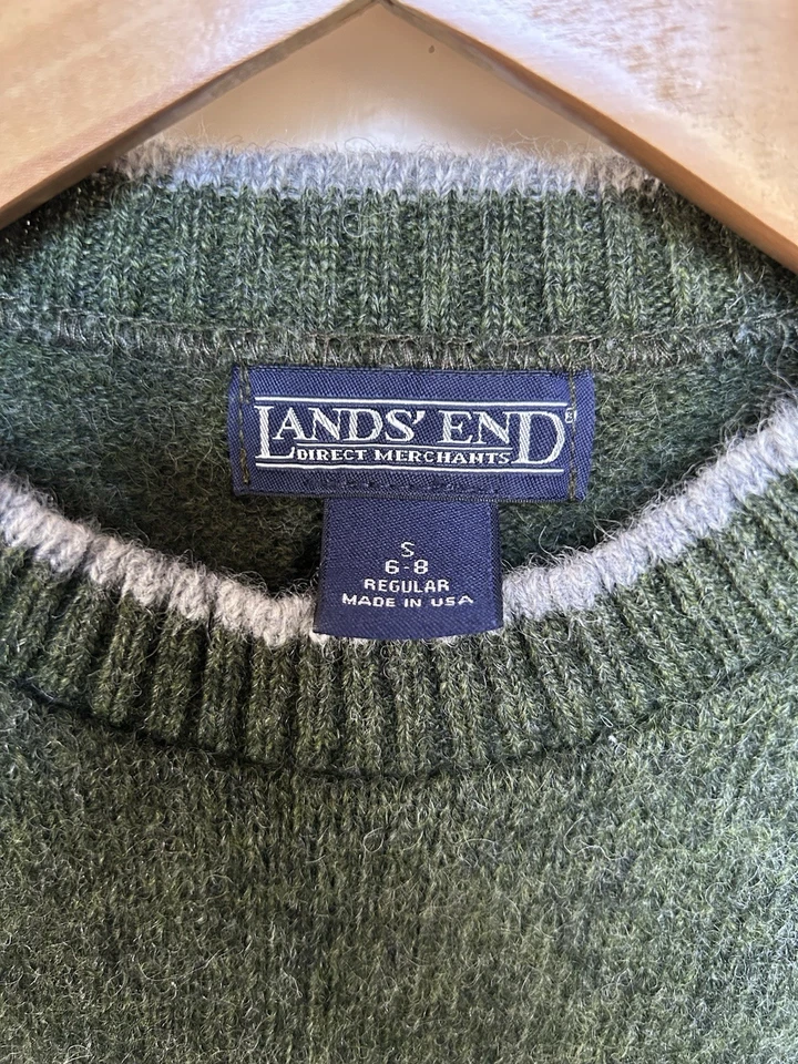 VTG Lands End Women’s Wool Sweater Green Made In USA Small - Image 3 of 4