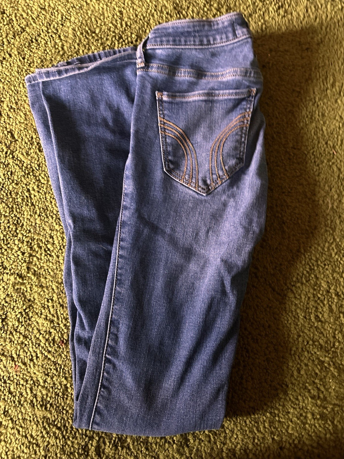7 For All Mankind Flared Blue Denim Jeans Women’s 5-Pocket Button Zip Solid