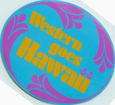 WESTERN AIRLINES goes HAWAII - Large & Scarce Airline Luggage Label / Decal 1973