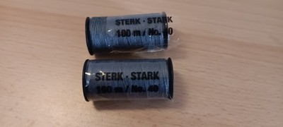 2 Rollen starkes Garn universal Jeansgarn blau je 100m Polyester Goldmann NEU