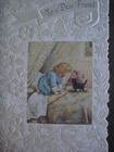 UNUSED vintage greeting card American Greetings FRIENDSHIP Girl & Cat On Bed — photo 2