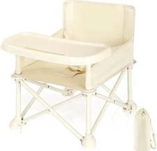 Image of Durable High Chair for Babies - Adjustable Footrest & Detachable Cushion Beige