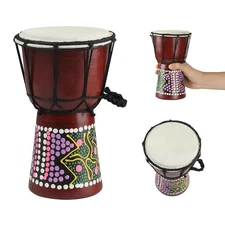 Wood Djembe Drum, 4.5'' x 8''Carved Mahogany African Drums with 4.5 INCH