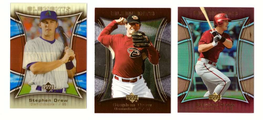 2007 Upper Deck Elements - ARIZONA DIAMONDBACKS Stephen Drew 3 Card Set