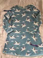 Mini Boden Unicorn Long Sleeve Dress Size 11-12Y, 100 Cotton