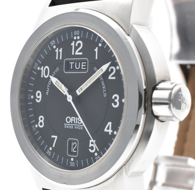 [NEAR MINT] ORIS 7500 Big Crown Black Dial Day Date Automatic Men's Watch JAPAN