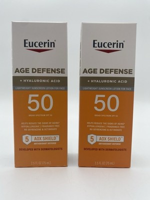 Eucerin Sun Age Defense SPF 50 Face Sunscreen Lotion 2.5 oz 10/2026+ 2 Boxes