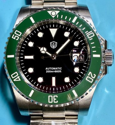 WATCHDIVES 40MM STARBUCKS KERMIT AUTO WATER GHOST DIVER CERAMIC SAPPHIRE BGW9!