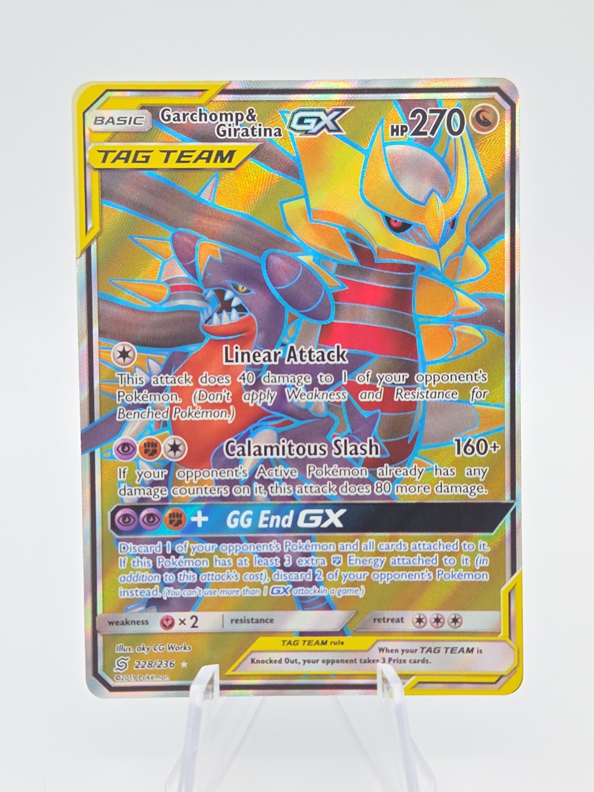 Pokemon TCG Garchomp & Giratina GX (Full Art) 228/236 Sm-Unified Minds Holo NM+