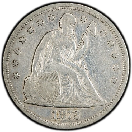 1872 Seated Liberty Silver Dollar $1 PCGS Genuine VF Detail