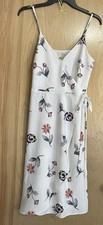 ANN TAYLOR LOFT COCKTAIL DRESS/SMALL PETITE/FLORAL/WHITE/SPAGHETTI STRAPS/WRAP