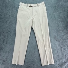 UNIQLO Men's Beige Flat Front Chino Pants 32x34 Polyester Dress Casual