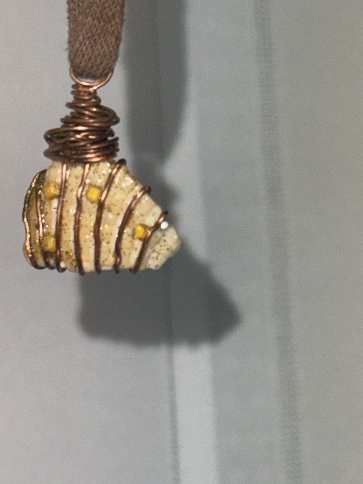 Handcrafted Shell Wire Wrapped Pendant Necklace, … - image 1