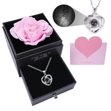 Rose Necklace for Women, Birthday Gifts for Girlfriend, 100 Languages I Love ...