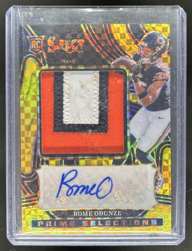 2024 Select Rome Odunze Patch Gold Prizm Jersey Number RC Auto #/10 Damaged