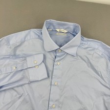 Suitsupply Mens 17/43 US Pima Cotton Tailored Fit Traveller Dress Shirt Blue