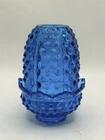 Vintage 5” Fenton Glass Hobnail Fairy Lamp Candle Holder Bright Colonial Blue