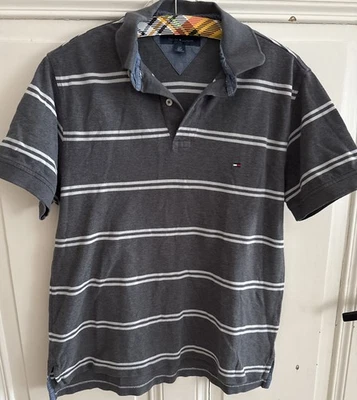 Tommy Hilfiger Herren Poloshirt Gr.S Gestreift Grau - Bild 1 von 4