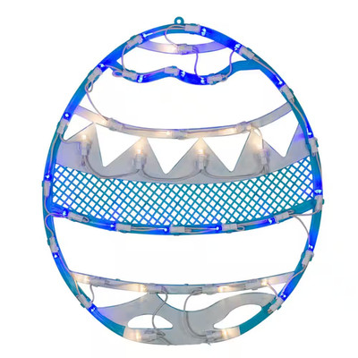 17 In. LED Lighted Blue Easter Egg Spring Window Silhouette Decoration