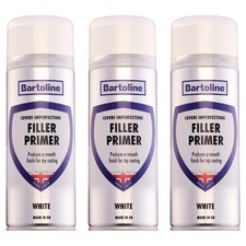 3x Bartoline Filler Primer Quick Drying Plastic Metal Wood Adhesion White 400mL