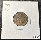 1891 Indian Head Small Cent Bronze VG Philadelphia KM#90
