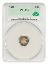 1864 3CS CACG PR65 - Three Cent Silver