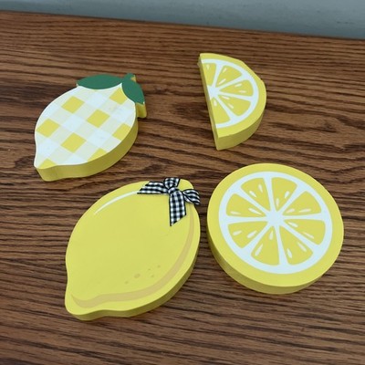 Lemon Shaped Wood Pieces Set Of 4