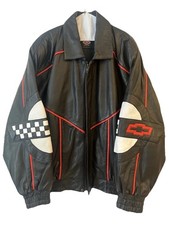 Vintage Authentic CHEVY Corvette Leather Jacket Red Dawg Size M Black Red White