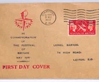 GB FESTIVAL OF BRITAIN 1951 FDC Stratford Leyton{samwells-covers}XG75