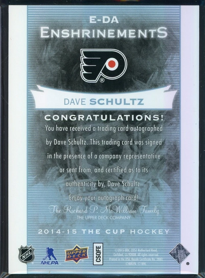 2014-15 The Cup Enshrinements #EDA Dave Schultz 21/50 - Image 2 of 2