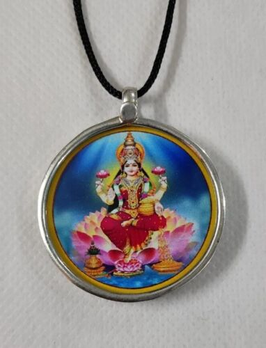 Handgefertigt 92,5 Sterlingsilber Hindu Geld Göttin Lakshmi religiöser Fotodruck  - Bild 1 von 8